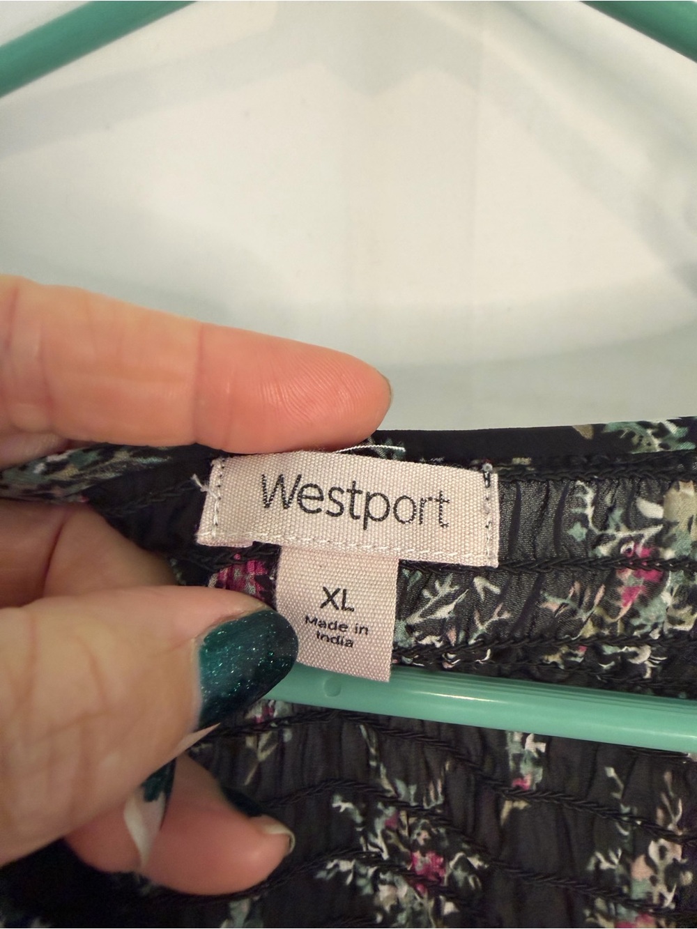 Westport Black Floral Smocked Long Sleeve Sheer Boho Peasant Blouse - Picture 3 of 6